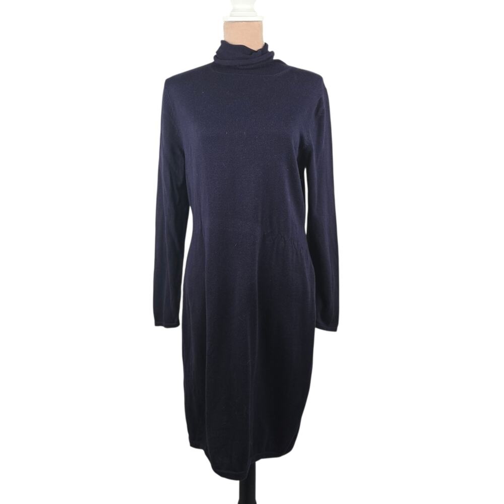 Peruvian Connection Pima Cotton Blend Turtleneck Sweater Dress Plum Petite L